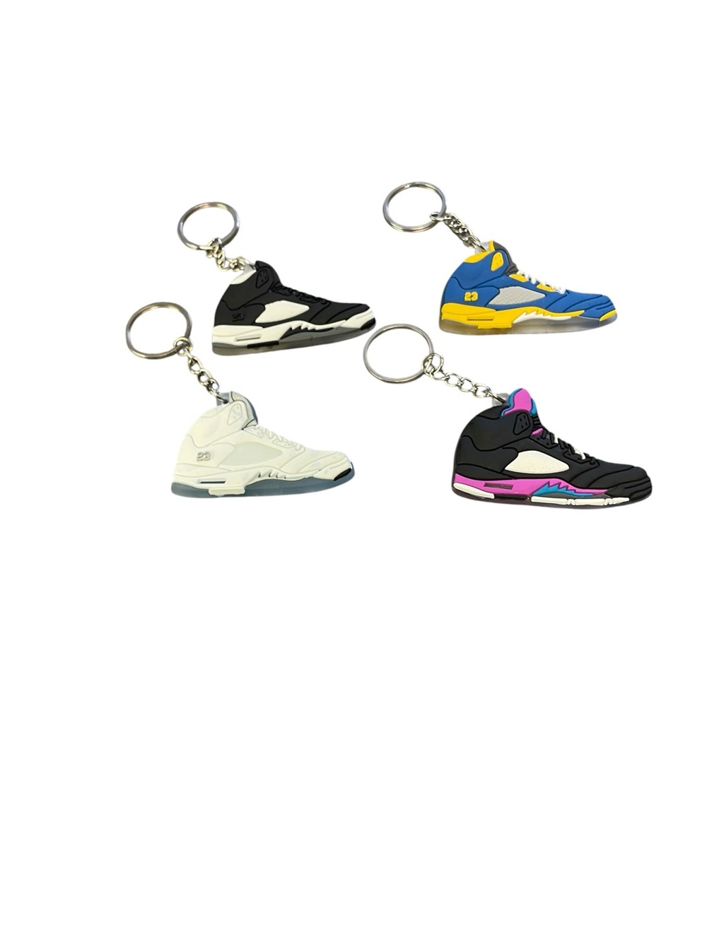 Novelty Sneaker Keychain Set pick 1 Black, White, Blue & Yellow, Black Pink